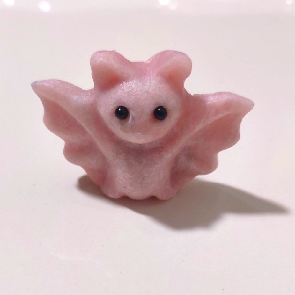 Bat Carving Pink Opal. 1x1.5 Perfect For A Pink Halloween